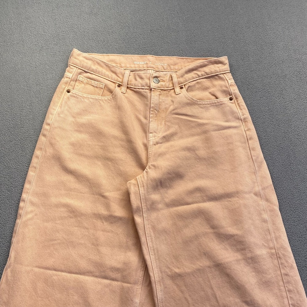 Old Navy Mid Rise Baggy Wide Leg Jeans Womens Size 8 Peach Denim Pockets - Picture 14 of 14